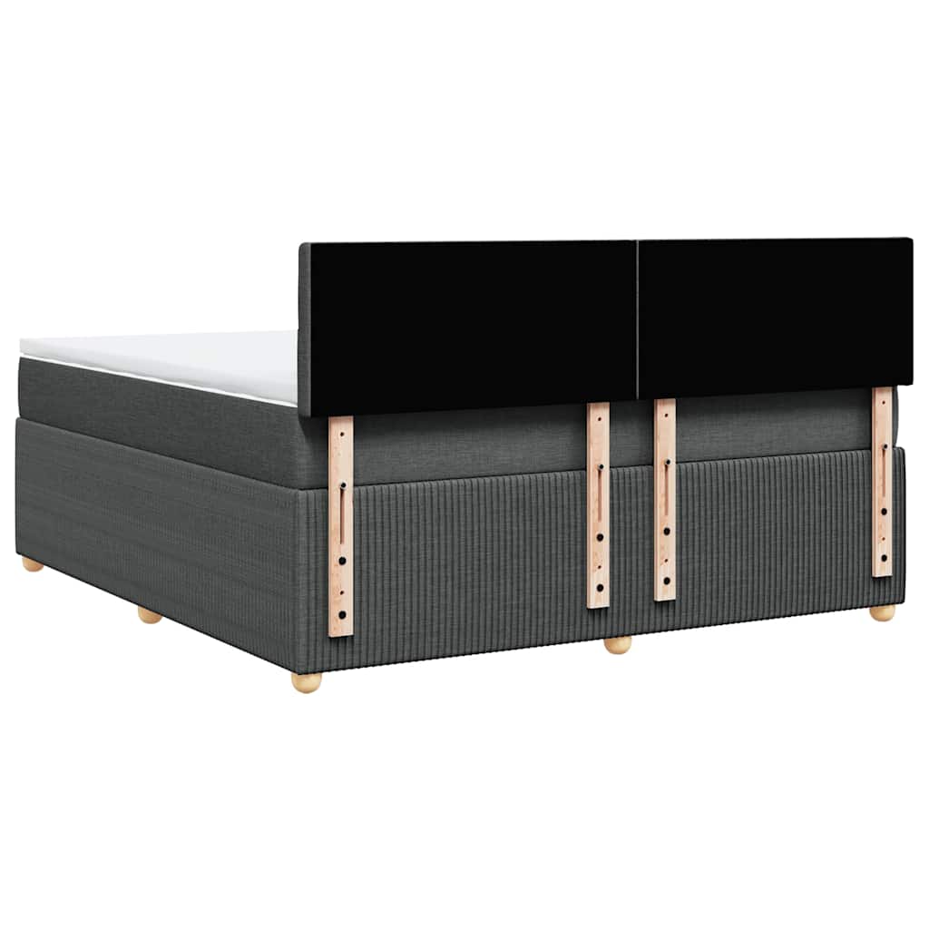 Κρεβάτι Boxspring με Στρώμα Σκούρο Γκρι 180x200 εκ Υφασμάτιν - Pakobazaar