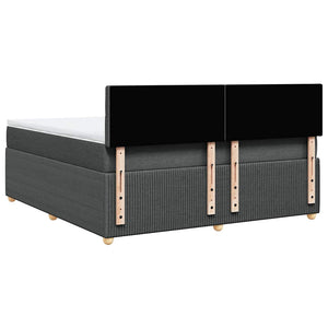 Κρεβάτι Boxspring με Στρώμα Σκούρο Γκρι 180x200 εκ Υφασμάτιν - Pakobazaar