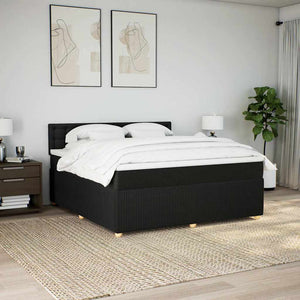 Κρεβάτι Boxspring με Στρώμα Μαύρο 180x200 εκ. Υφασμάτινο - Pakobazaar