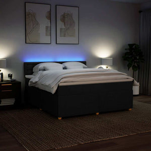 Κρεβάτι Boxspring με Στρώμα Μαύρο 180x200 εκ. Υφασμάτινο - Pakobazaar