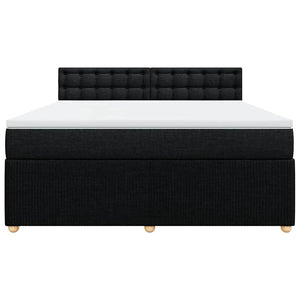 Κρεβάτι Boxspring με Στρώμα Μαύρο 180x200 εκ. Υφασμάτινο - Pakobazaar