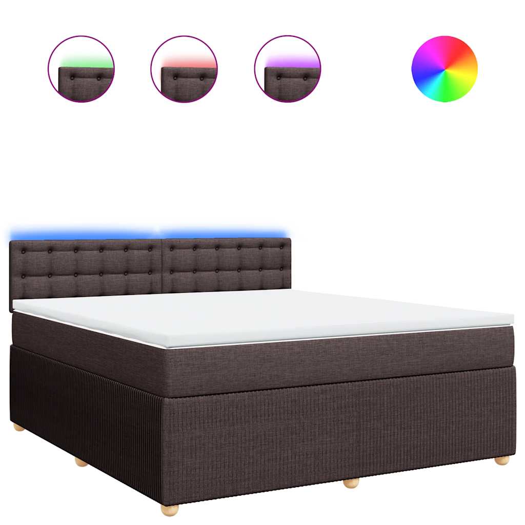 Κρεβάτι Boxspring με Στρώμα Σκούρο Καφέ 180x200 εκ Υφασμάτινο - Pakobazaar