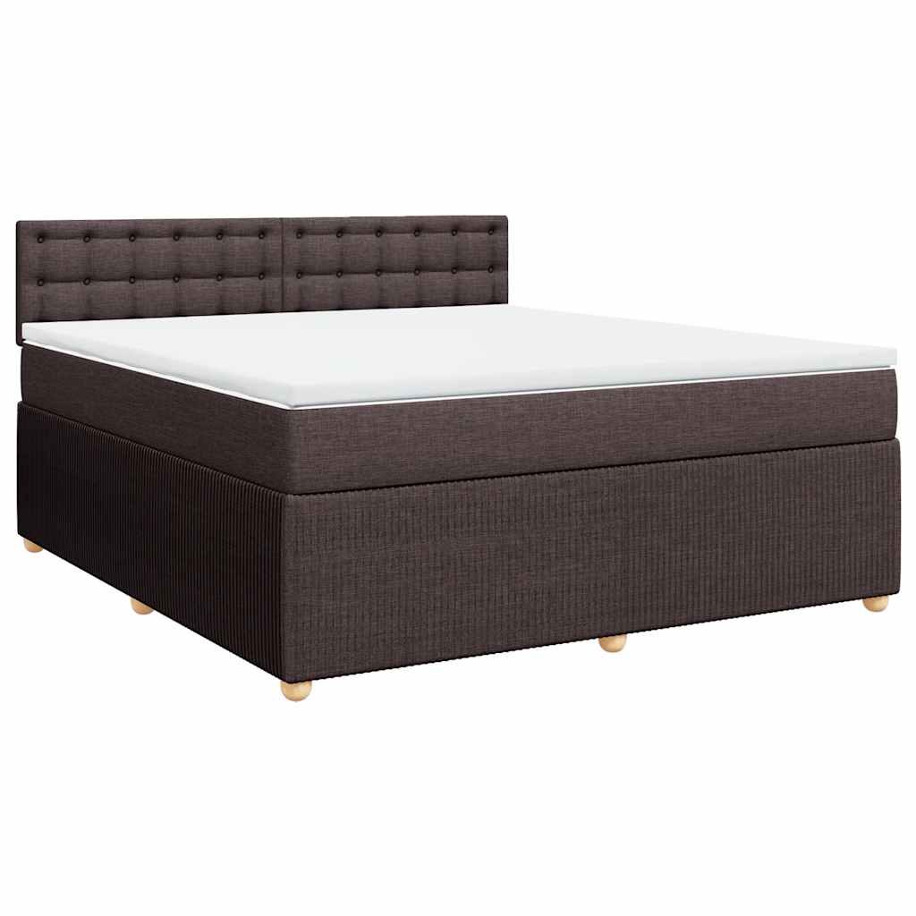 Κρεβάτι Boxspring με Στρώμα Σκούρο Καφέ 180x200 εκ Υφασμάτινο - Pakobazaar