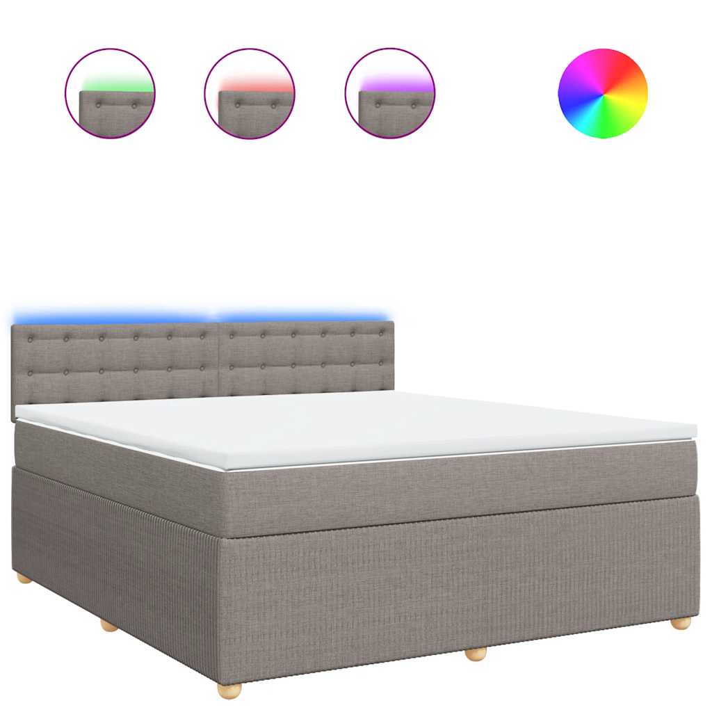 Κρεβάτι Boxspring με Στρώμα Taupe 180x200 εκ. Υφασμάτινο - Pakobazaar