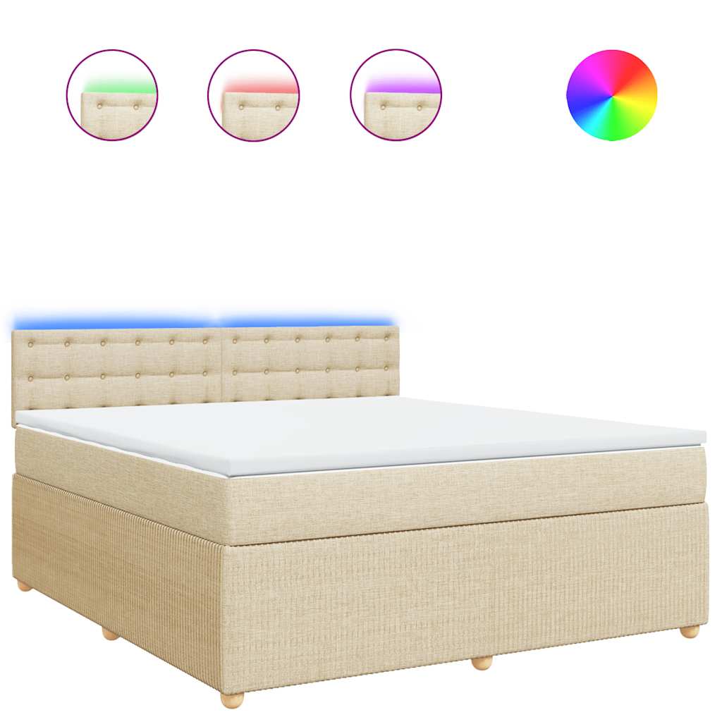 Κρεβάτι Boxspring με Στρώμα Κρεμ 180x200 εκ. Υφασμάτινο
