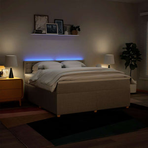 Κρεβάτι Boxspring με Στρώμα Κρεμ 180x200 εκ. Υφασμάτινο