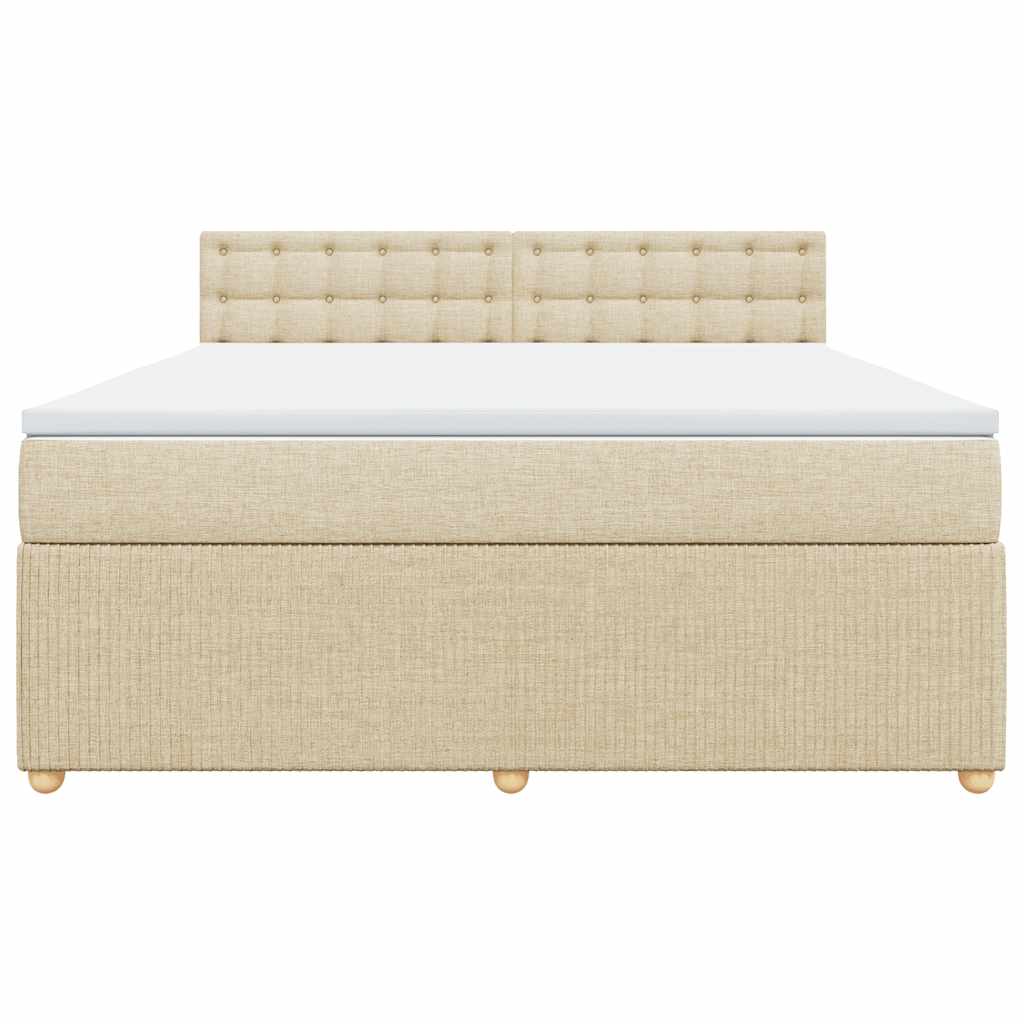 Κρεβάτι Boxspring με Στρώμα Κρεμ 180x200 εκ. Υφασμάτινο