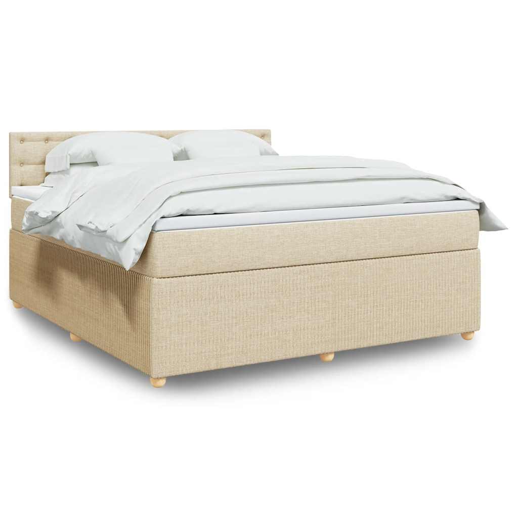 Κρεβάτι Boxspring με Στρώμα Κρεμ 180x200 εκ. Υφασμάτινο