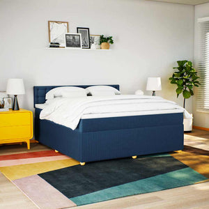 Κρεβάτι Boxspring με Στρώμα Μπλε 180x200 εκ. Υφασμάτινο