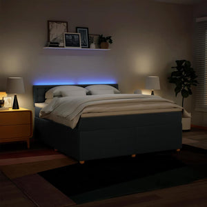 Κρεβάτι Boxspring με Στρώμα Μπλε 180x200 εκ. Υφασμάτινο