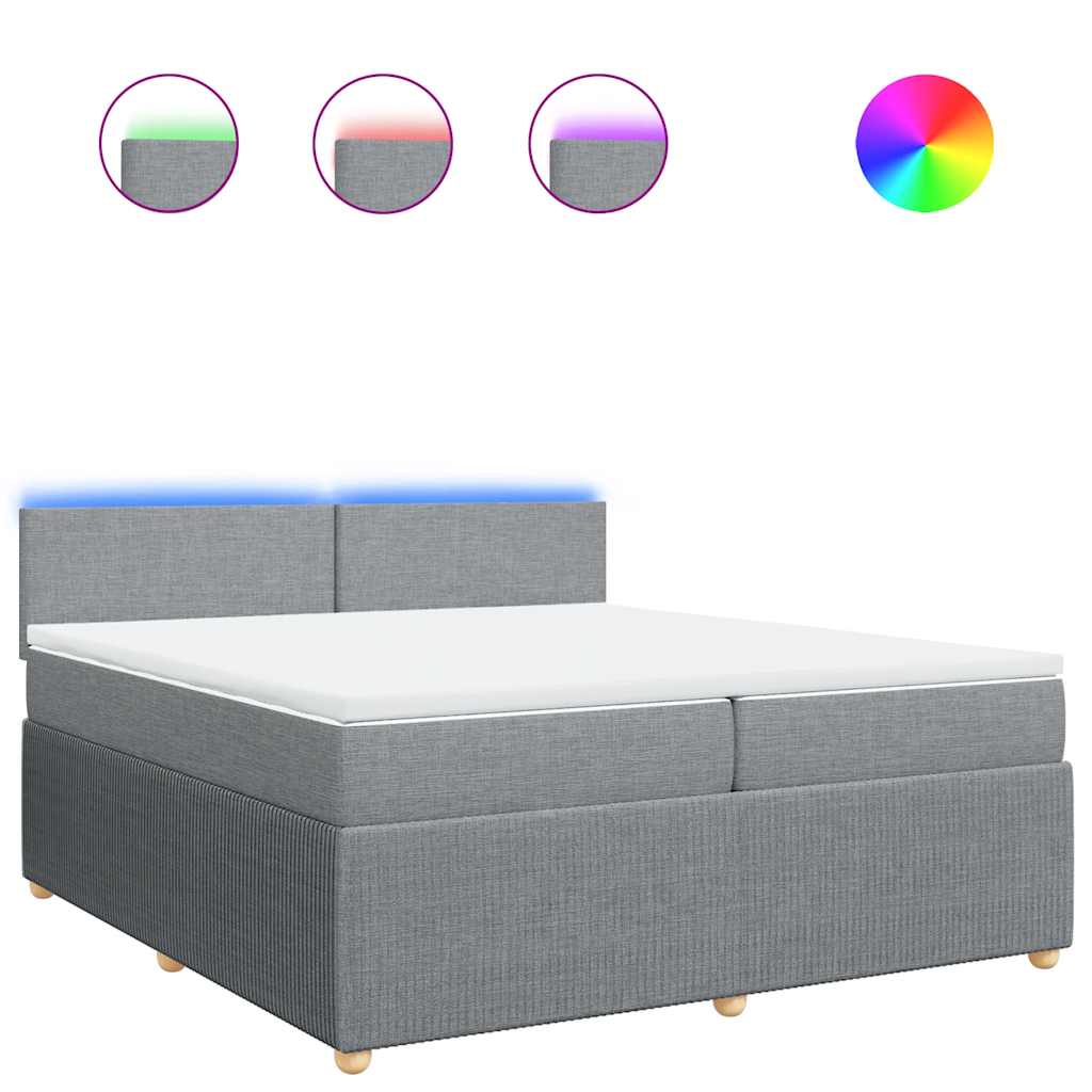 Κρεβάτι Boxspring με Στρώμα Ανοιχτό Γκρι 200x200 εκ. Υφασμάτινο - Pakobazaar