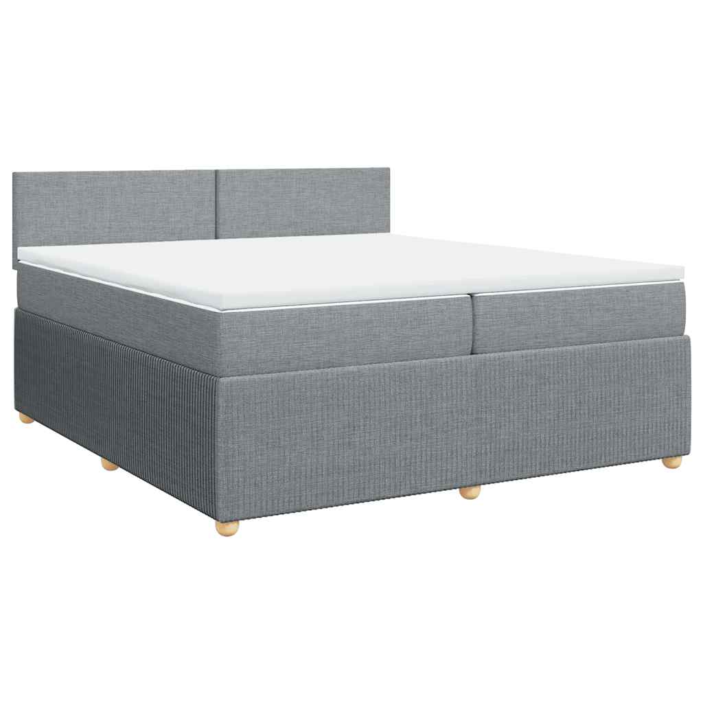 Κρεβάτι Boxspring με Στρώμα Ανοιχτό Γκρι 200x200 εκ. Υφασμάτινο - Pakobazaar