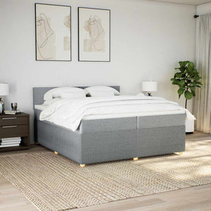 Κρεβάτι Boxspring με Στρώμα Ανοιχτό Γκρι 200x200 εκ. Υφασμάτινο - Pakobazaar