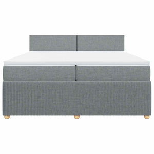 Κρεβάτι Boxspring με Στρώμα Ανοιχτό Γκρι 200x200 εκ. Υφασμάτινο - Pakobazaar