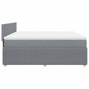 Κρεβάτι Boxspring με Στρώμα Ανοιχτό Γκρι 200x200 εκ. Υφασμάτινο - Pakobazaar