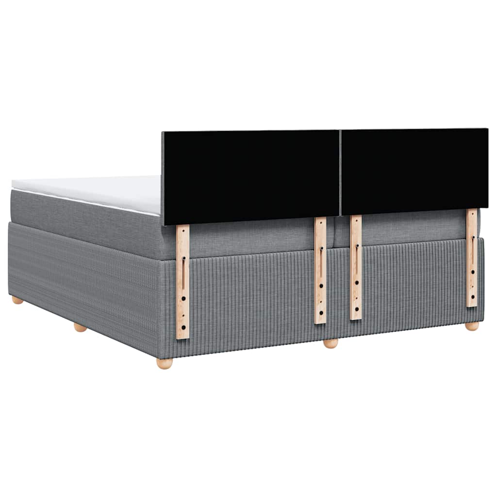 Κρεβάτι Boxspring με Στρώμα Ανοιχτό Γκρι 200x200 εκ. Υφασμάτινο - Pakobazaar