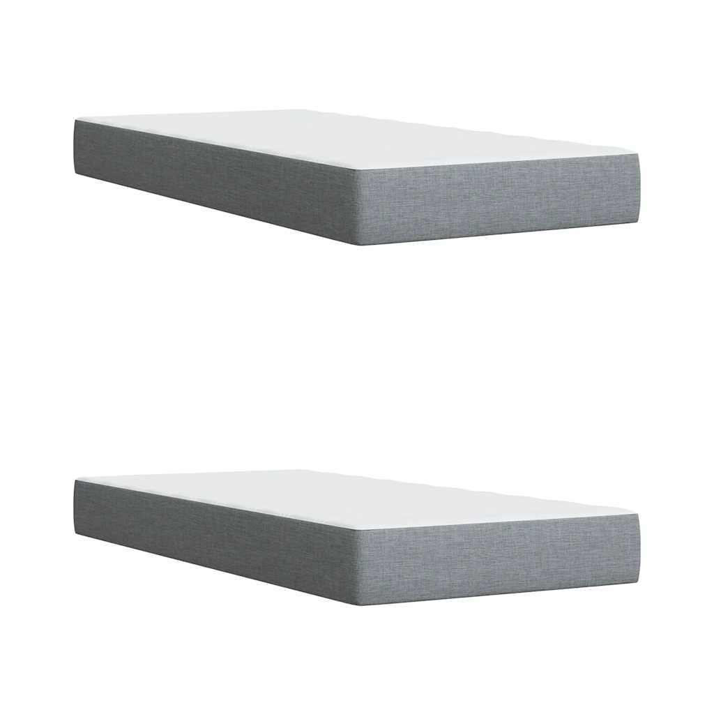 Κρεβάτι Boxspring με Στρώμα Ανοιχτό Γκρι 200x200 εκ. Υφασμάτινο - Pakobazaar