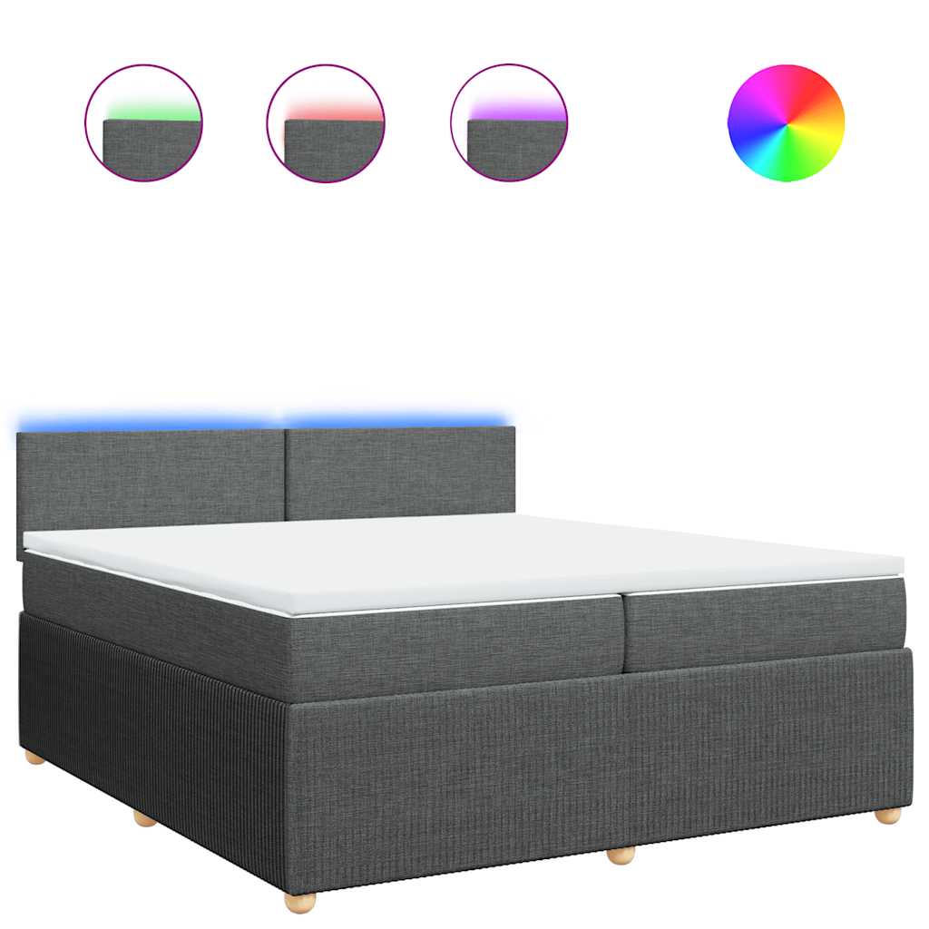 Κρεβάτι Boxspring με Στρώμα Σκούρο Γκρι 200x200 εκ. Υφασμάτινο - Pakobazaar