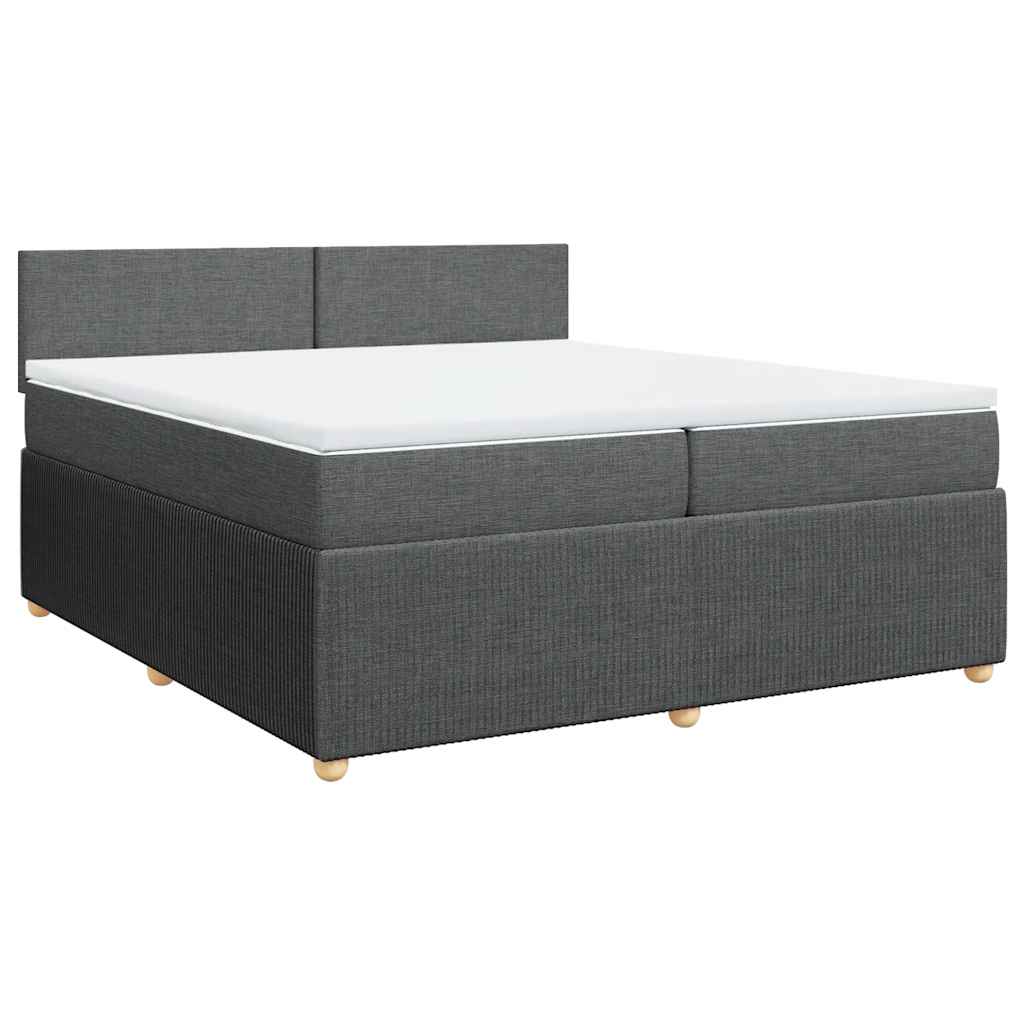 Κρεβάτι Boxspring με Στρώμα Σκούρο Γκρι 200x200 εκ. Υφασμάτινο - Pakobazaar