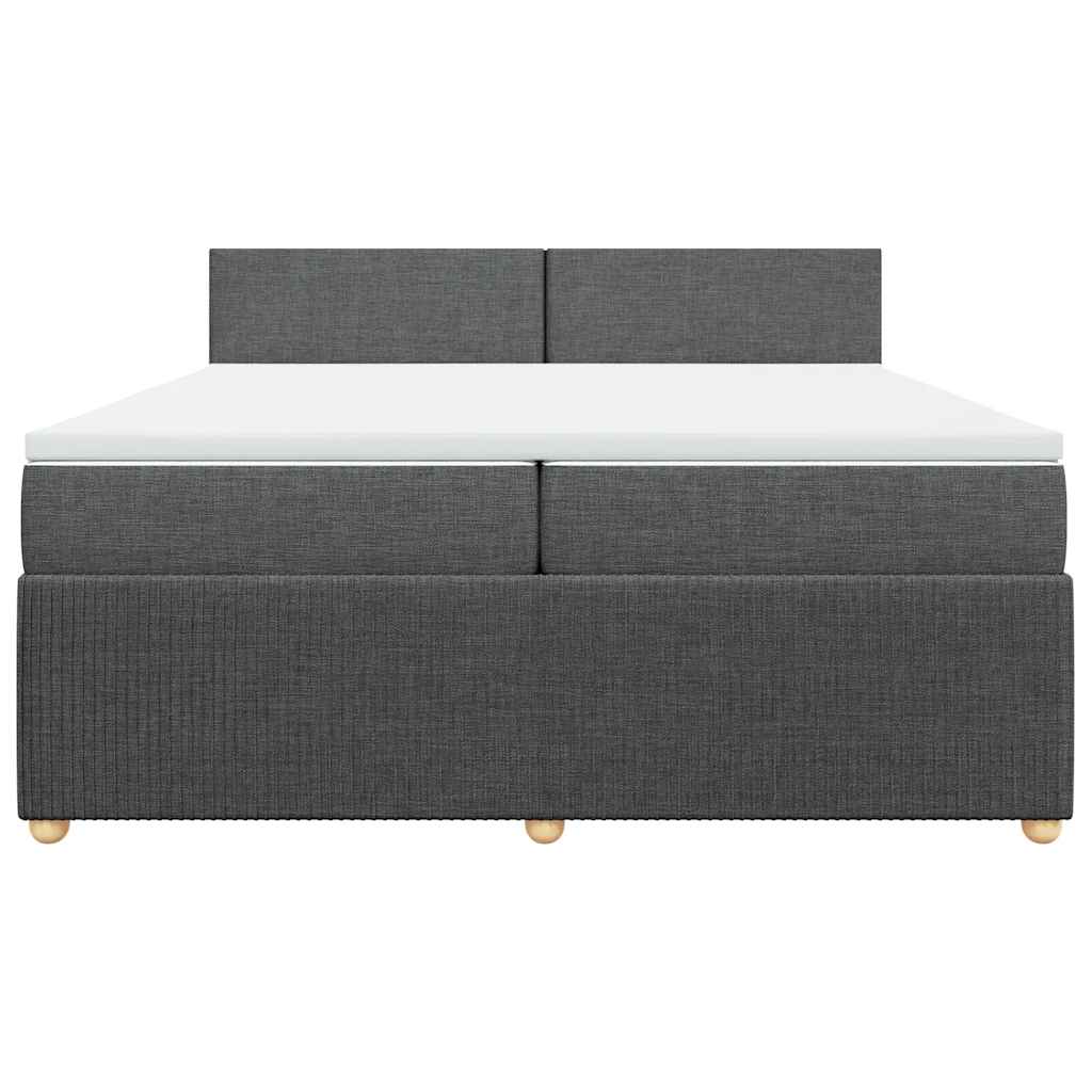 Κρεβάτι Boxspring με Στρώμα Σκούρο Γκρι 200x200 εκ. Υφασμάτινο - Pakobazaar