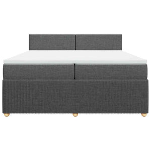 Κρεβάτι Boxspring με Στρώμα Σκούρο Γκρι 200x200 εκ. Υφασμάτινο - Pakobazaar