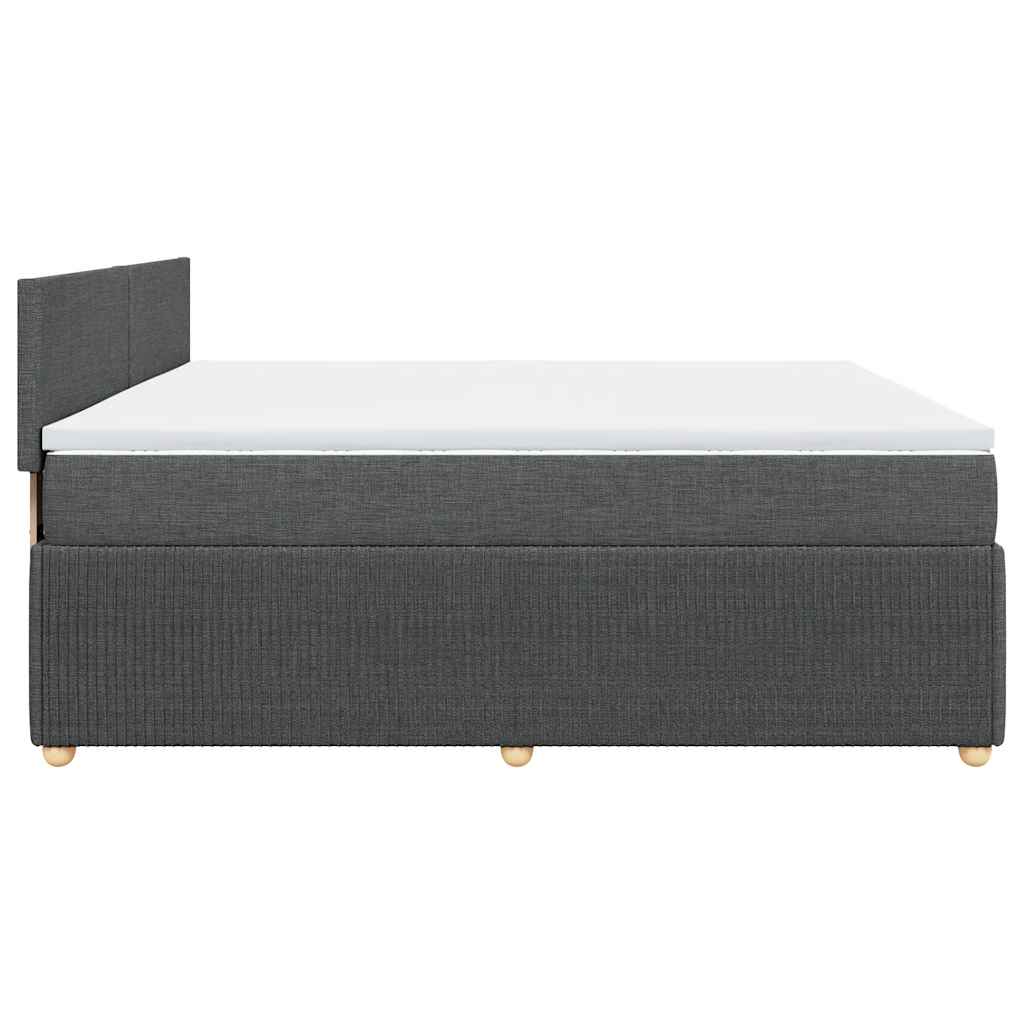 Κρεβάτι Boxspring με Στρώμα Σκούρο Γκρι 200x200 εκ. Υφασμάτινο - Pakobazaar
