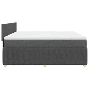 Κρεβάτι Boxspring με Στρώμα Σκούρο Γκρι 200x200 εκ. Υφασμάτινο - Pakobazaar