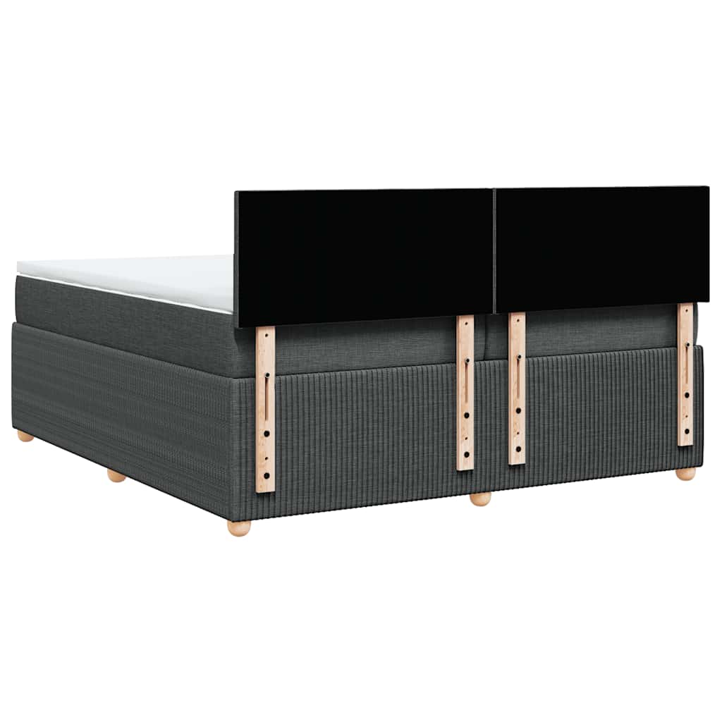Κρεβάτι Boxspring με Στρώμα Σκούρο Γκρι 200x200 εκ. Υφασμάτινο - Pakobazaar