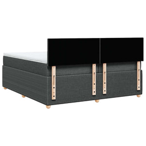 Κρεβάτι Boxspring με Στρώμα Σκούρο Γκρι 200x200 εκ. Υφασμάτινο - Pakobazaar