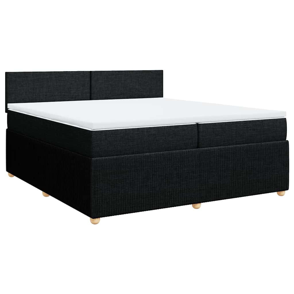 Κρεβάτι Boxspring με Στρώμα Μαύρο 200x200 εκ. Υφασμάτινο - Pakobazaar