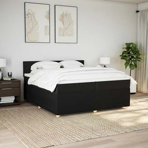 Κρεβάτι Boxspring με Στρώμα Μαύρο 200x200 εκ. Υφασμάτινο - Pakobazaar