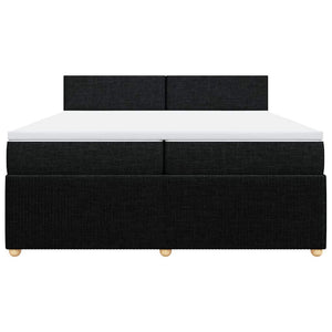 Κρεβάτι Boxspring με Στρώμα Μαύρο 200x200 εκ. Υφασμάτινο - Pakobazaar