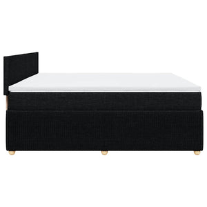 Κρεβάτι Boxspring με Στρώμα Μαύρο 200x200 εκ. Υφασμάτινο - Pakobazaar
