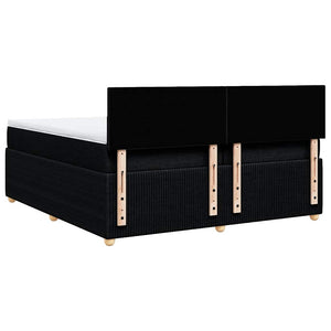 Κρεβάτι Boxspring με Στρώμα Μαύρο 200x200 εκ. Υφασμάτινο - Pakobazaar