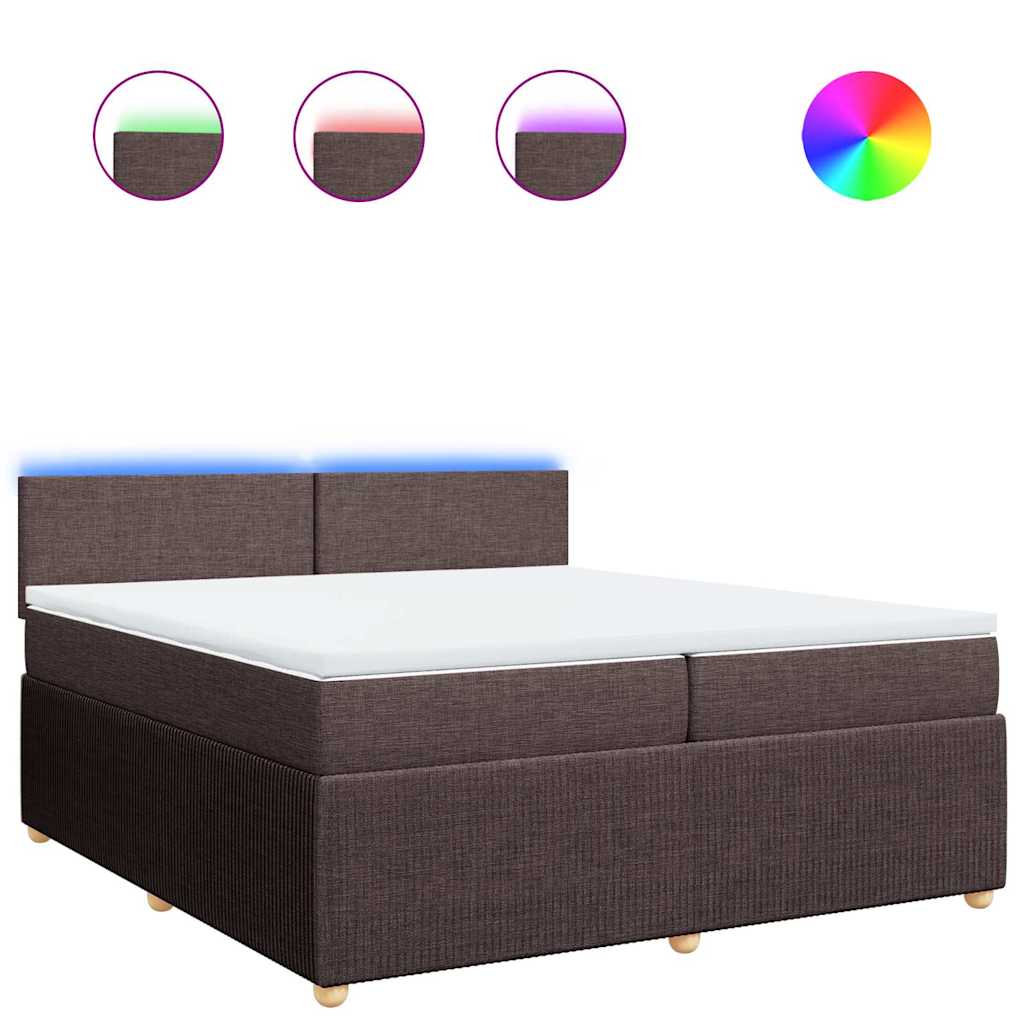 Κρεβάτι Boxspring με Στρώμα Σκούρο Καφέ 200x200 εκ. Υφασμάτινο - Pakobazaar