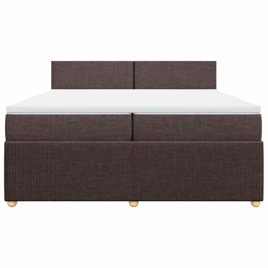 Κρεβάτι Boxspring με Στρώμα Σκούρο Καφέ 200x200 εκ. Υφασμάτινο - Pakobazaar