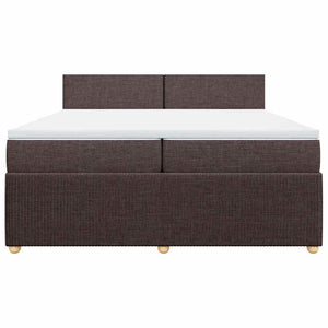 Κρεβάτι Boxspring με Στρώμα Σκούρο Καφέ 200x200 εκ. Υφασμάτινο - Pakobazaar