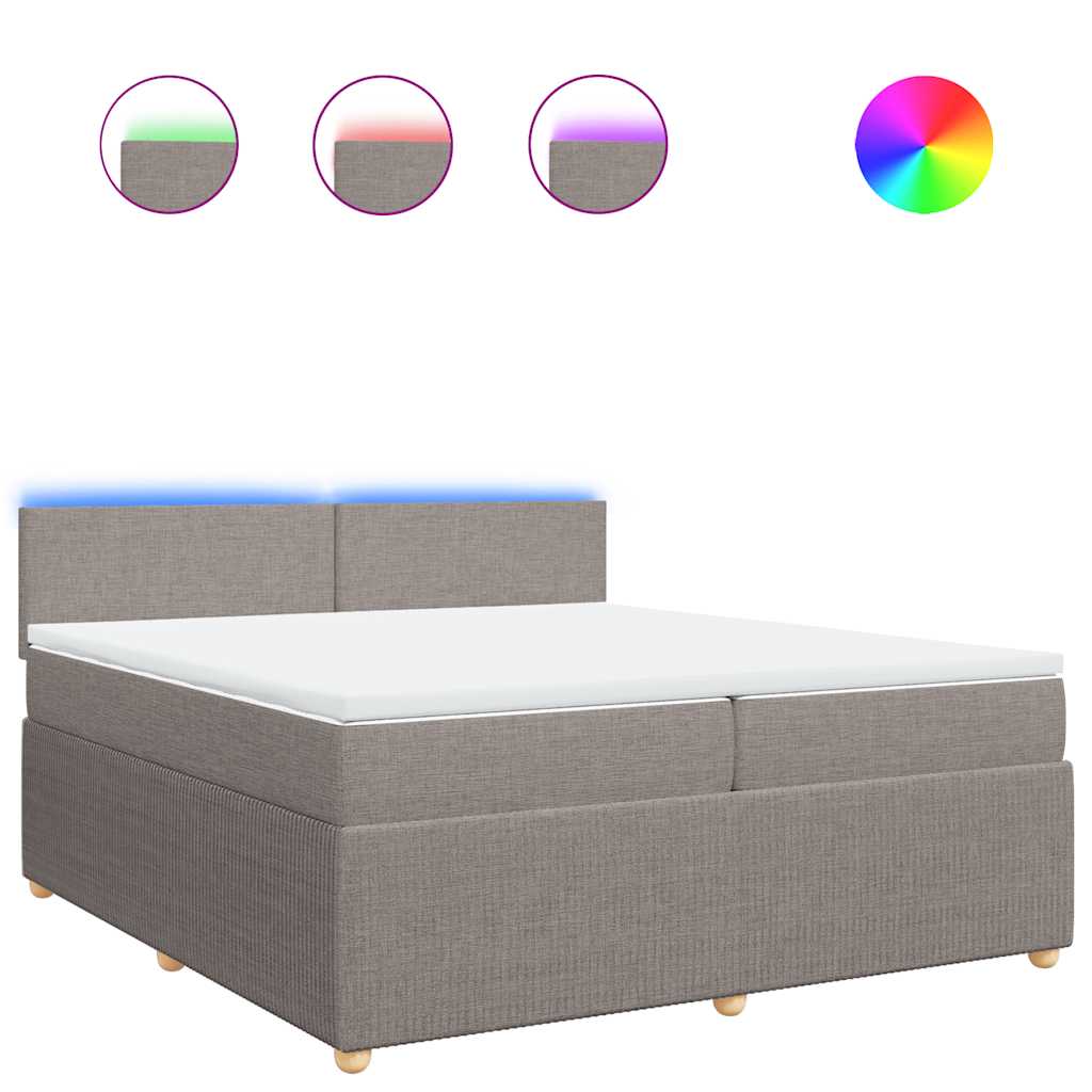 Κρεβάτι Boxspring με Στρώμα Taupe 200x200 εκ. Υφασμάτινο