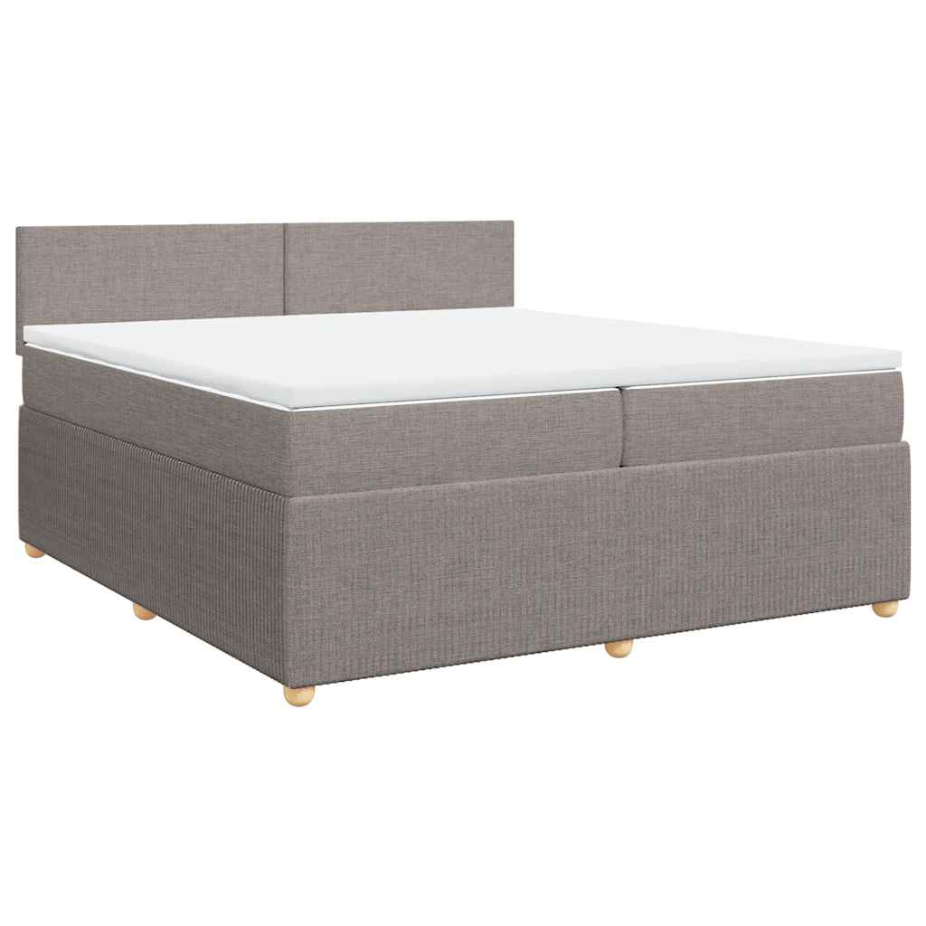 Κρεβάτι Boxspring με Στρώμα Taupe 200x200 εκ. Υφασμάτινο