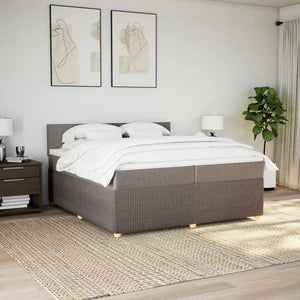Κρεβάτι Boxspring με Στρώμα Taupe 200x200 εκ. Υφασμάτινο