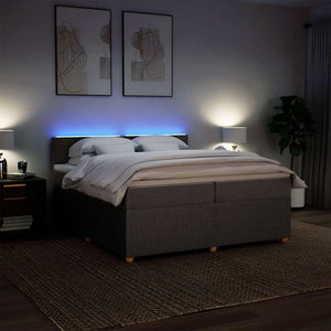 Κρεβάτι Boxspring με Στρώμα Taupe 200x200 εκ. Υφασμάτινο