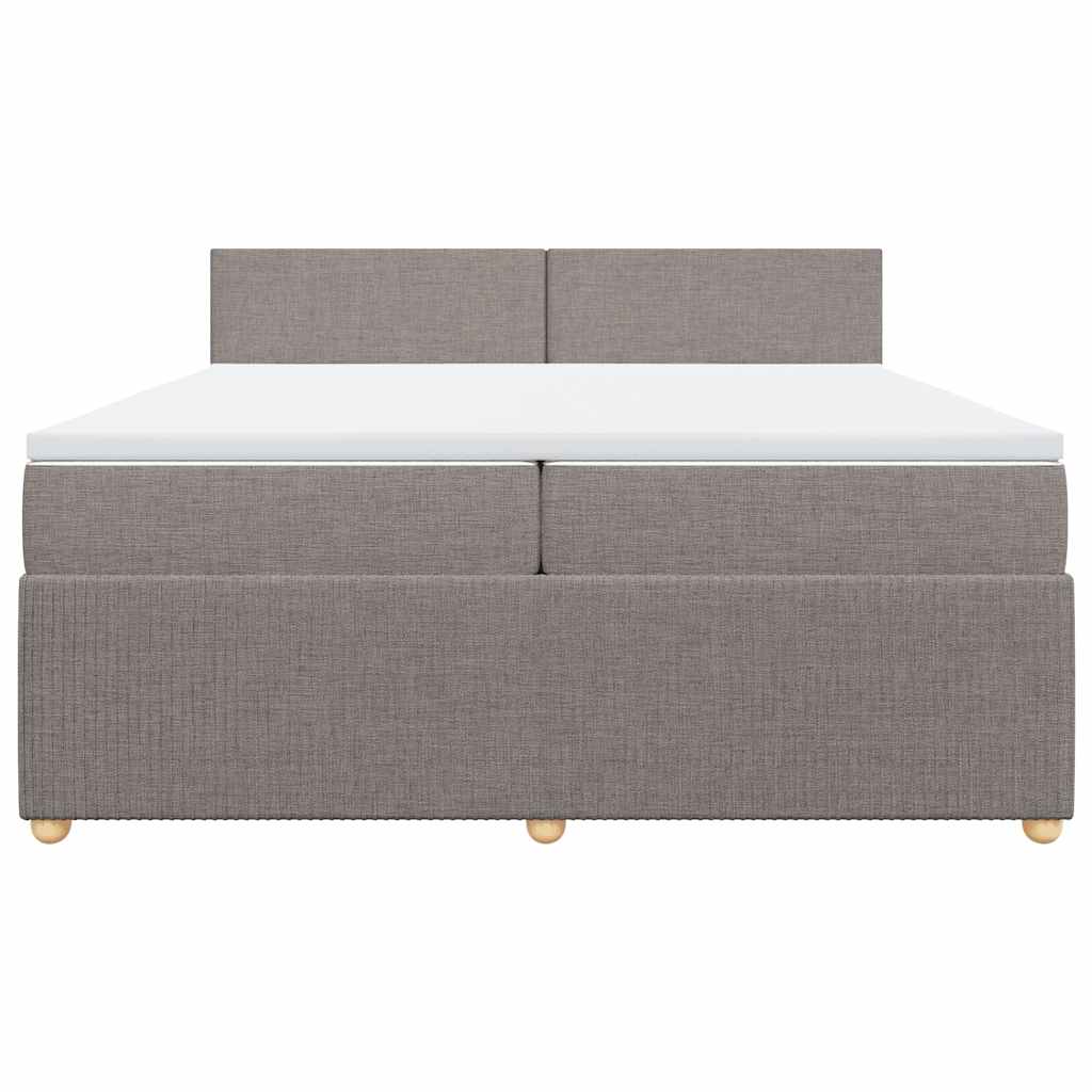 Κρεβάτι Boxspring με Στρώμα Taupe 200x200 εκ. Υφασμάτινο
