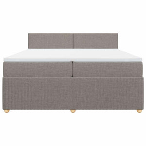 Κρεβάτι Boxspring με Στρώμα Taupe 200x200 εκ. Υφασμάτινο