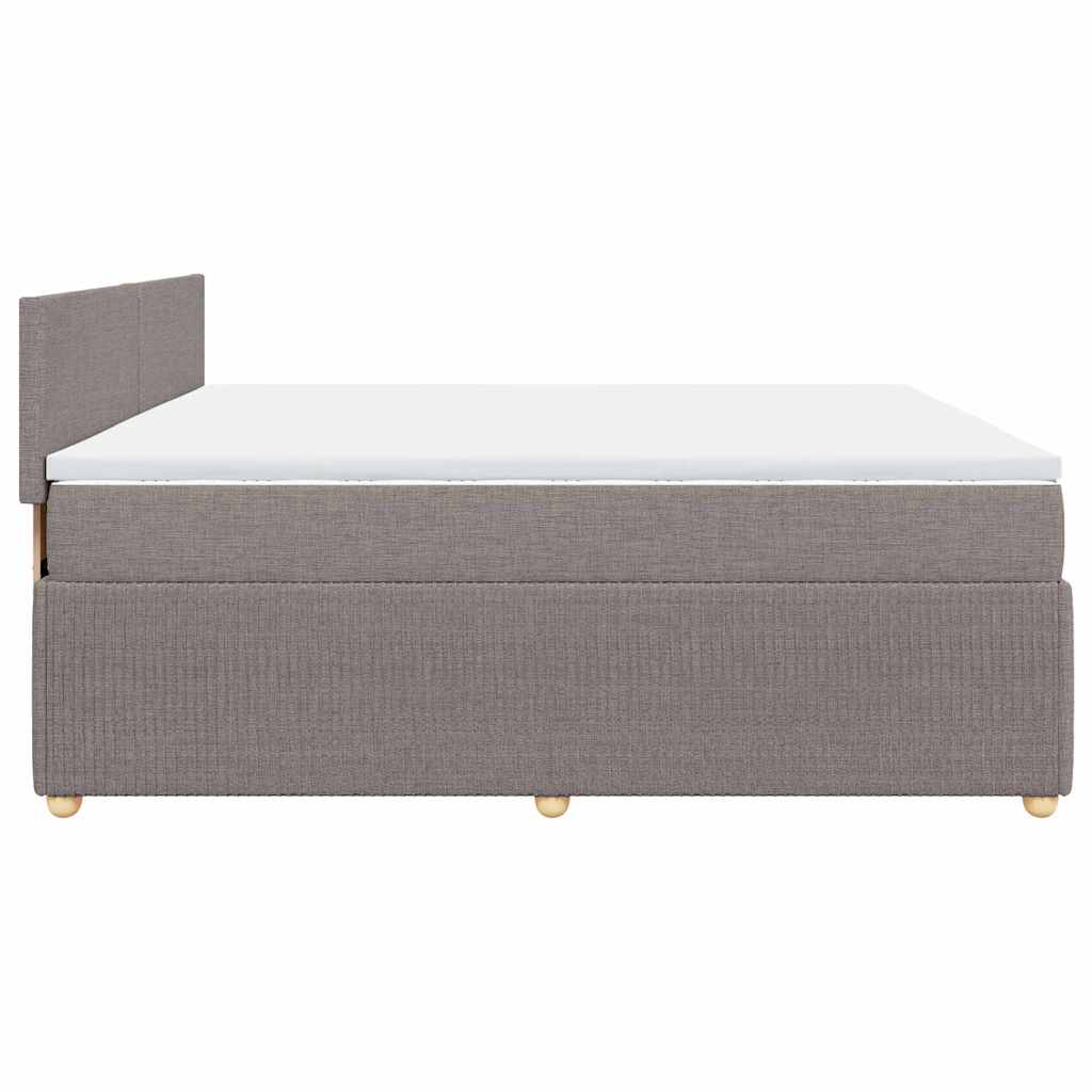 Κρεβάτι Boxspring με Στρώμα Taupe 200x200 εκ. Υφασμάτινο