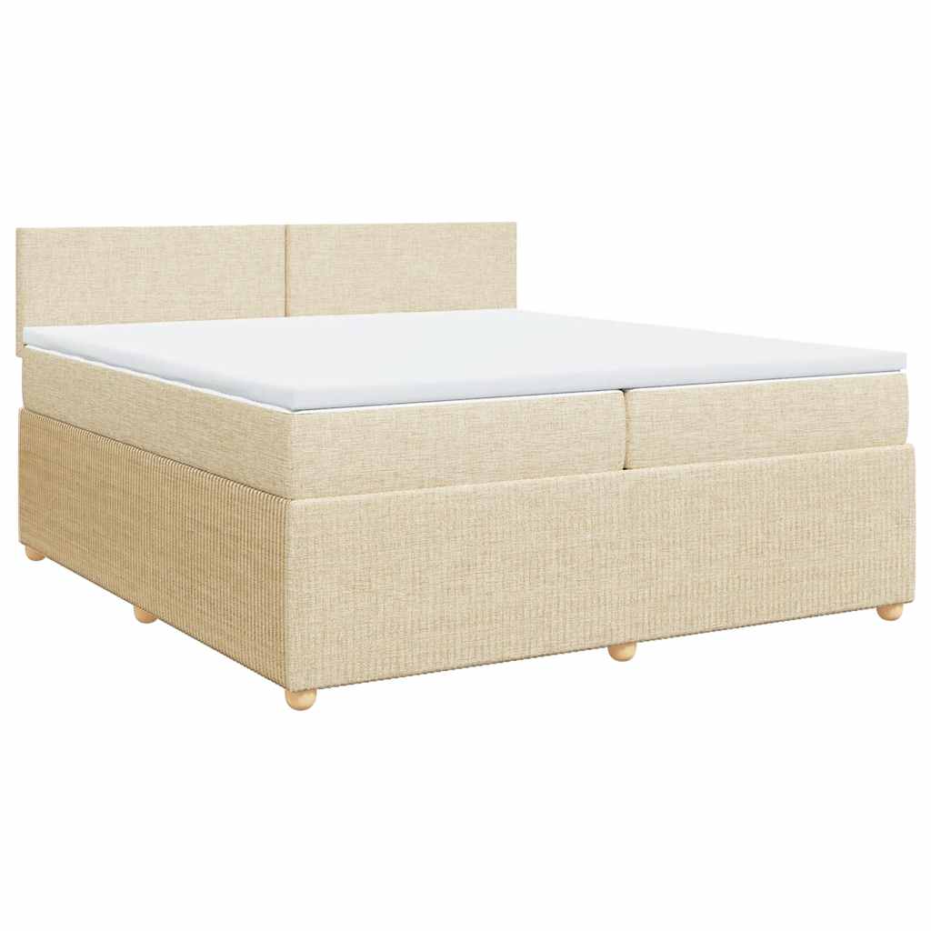 Κρεβάτι Boxspring με Στρώμα Κρεμ 200x200 εκ. Υφασμάτινο