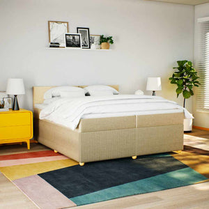 Κρεβάτι Boxspring με Στρώμα Κρεμ 200x200 εκ. Υφασμάτινο