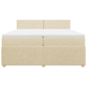 Κρεβάτι Boxspring με Στρώμα Κρεμ 200x200 εκ. Υφασμάτινο