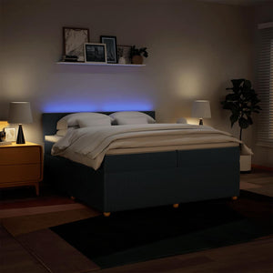 Κρεβάτι Boxspring με Στρώμα Μπλε 200x200 εκ. Υφασμάτινο - Pakobazaar
