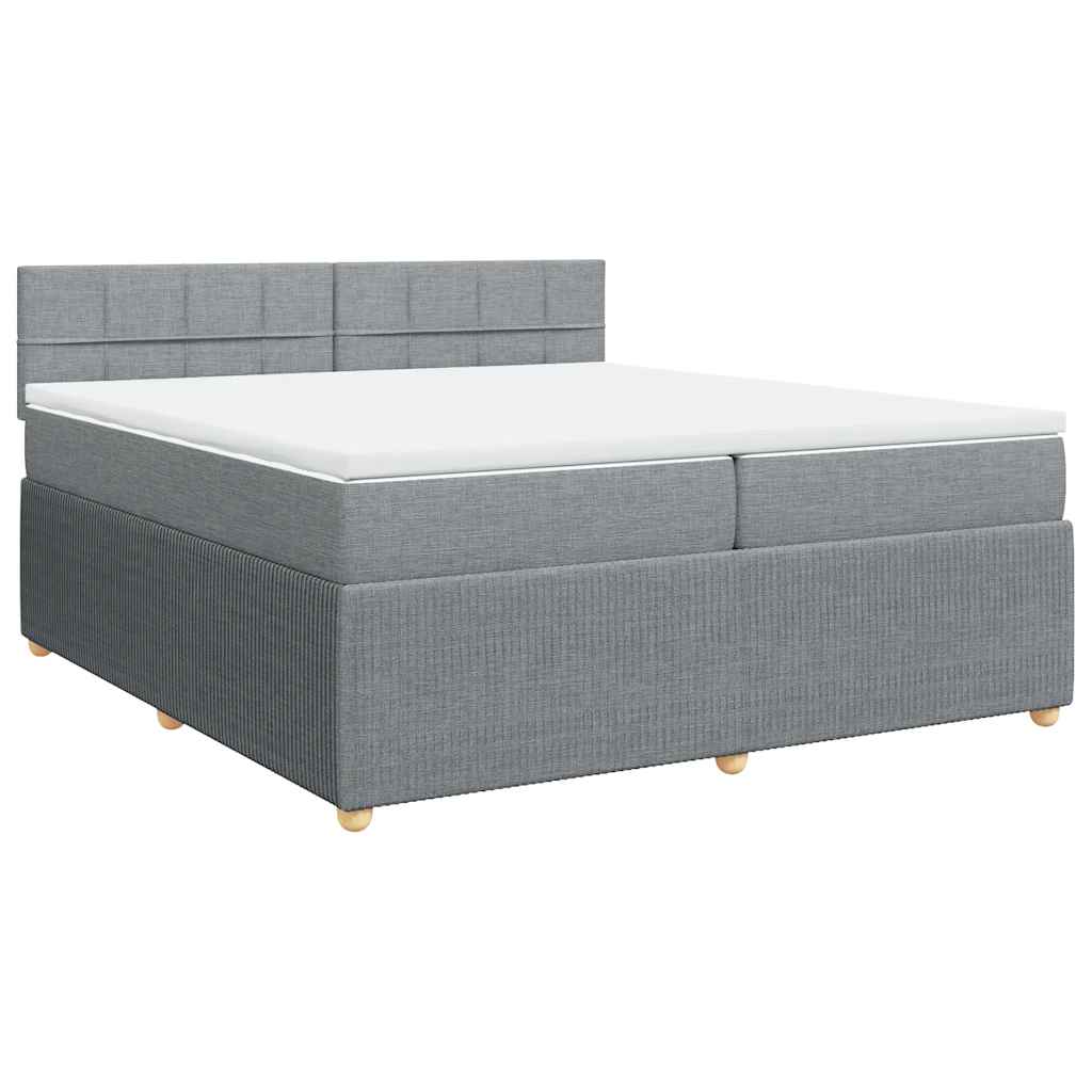 Κρεβάτι Boxspring με Στρώμα Ανοιχτό Γκρι 200x200 εκ. Υφασμάτινο
