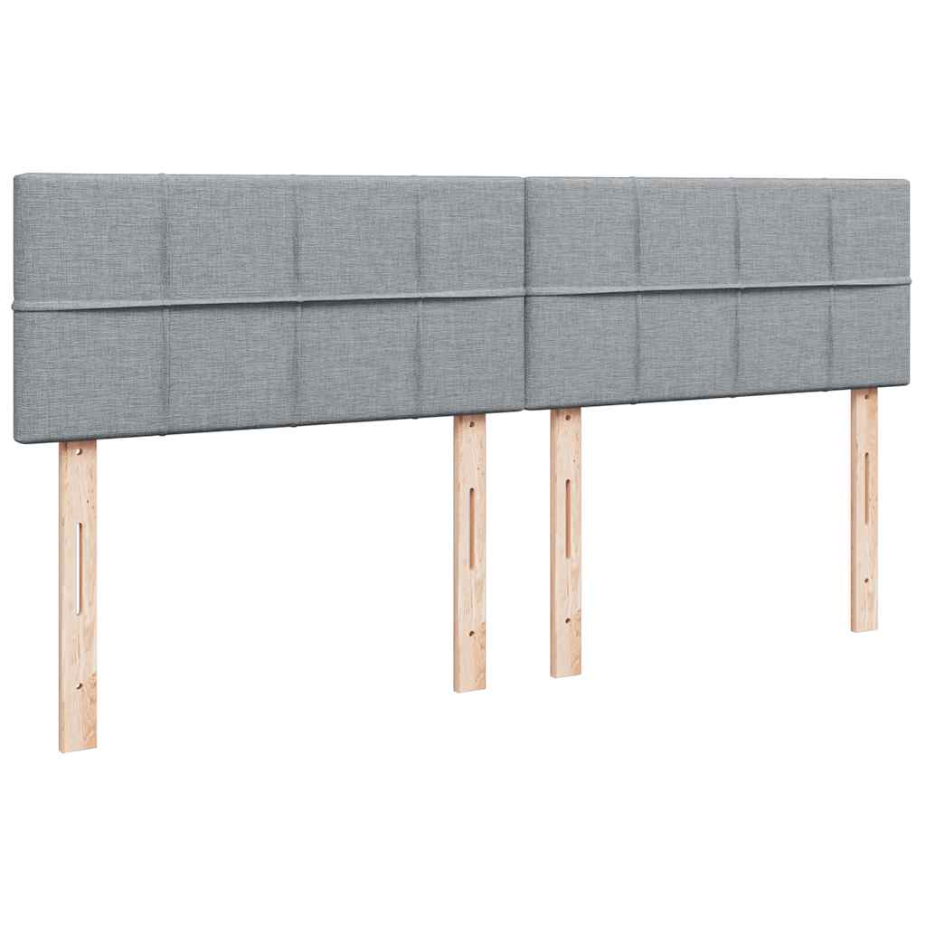Κρεβάτι Boxspring με Στρώμα Ανοιχτό Γκρι 200x200 εκ. Υφασμάτινο